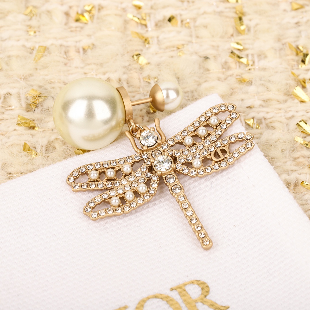 Dior Dragonfly Pearl Earrings