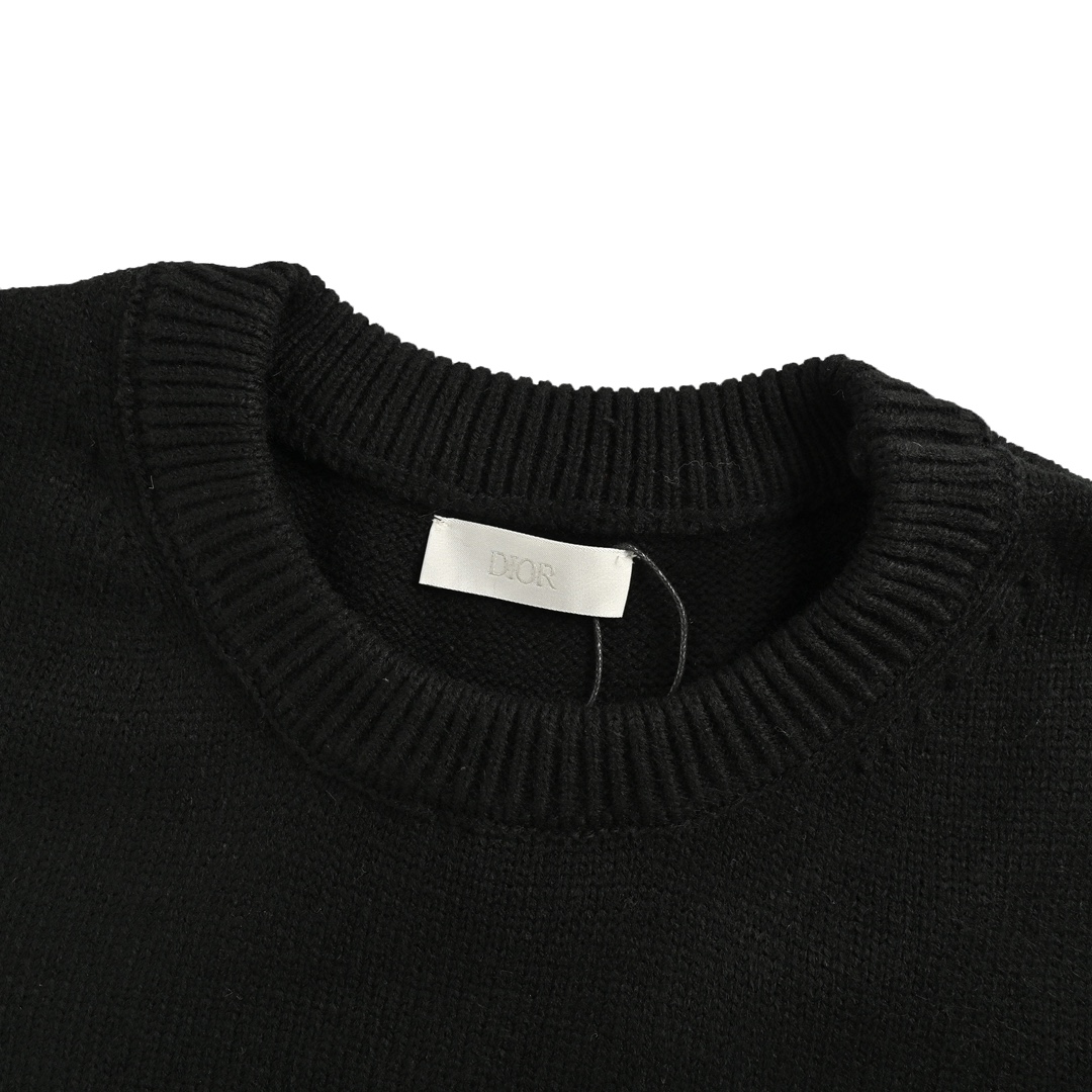 Dior 24Fw Archives Labels logo embroidered knitted pullover sweater