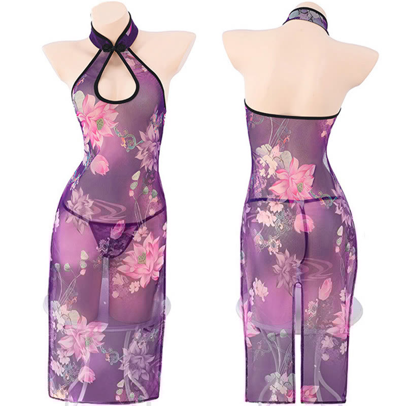Cheongsam See-through Split Lingerie Dress