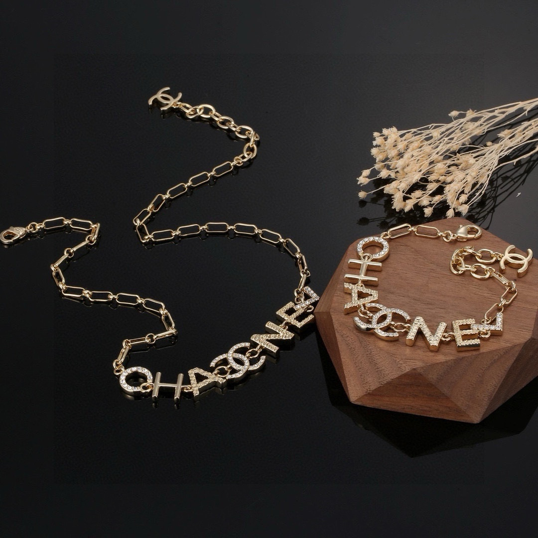 Chanel alphabet diamond bracelet necklace