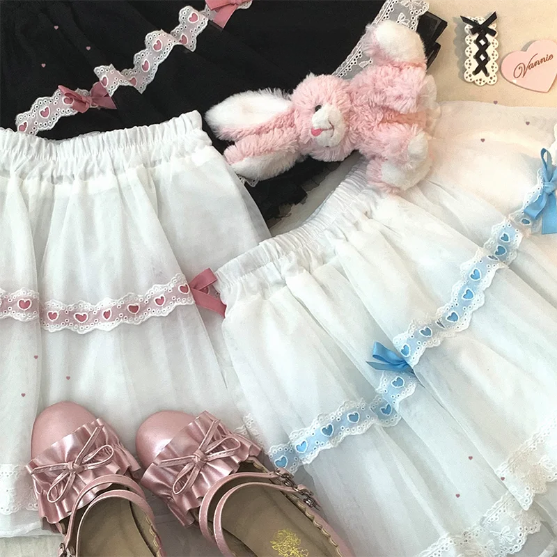 Sweet Love Lace Trim Bow Skort