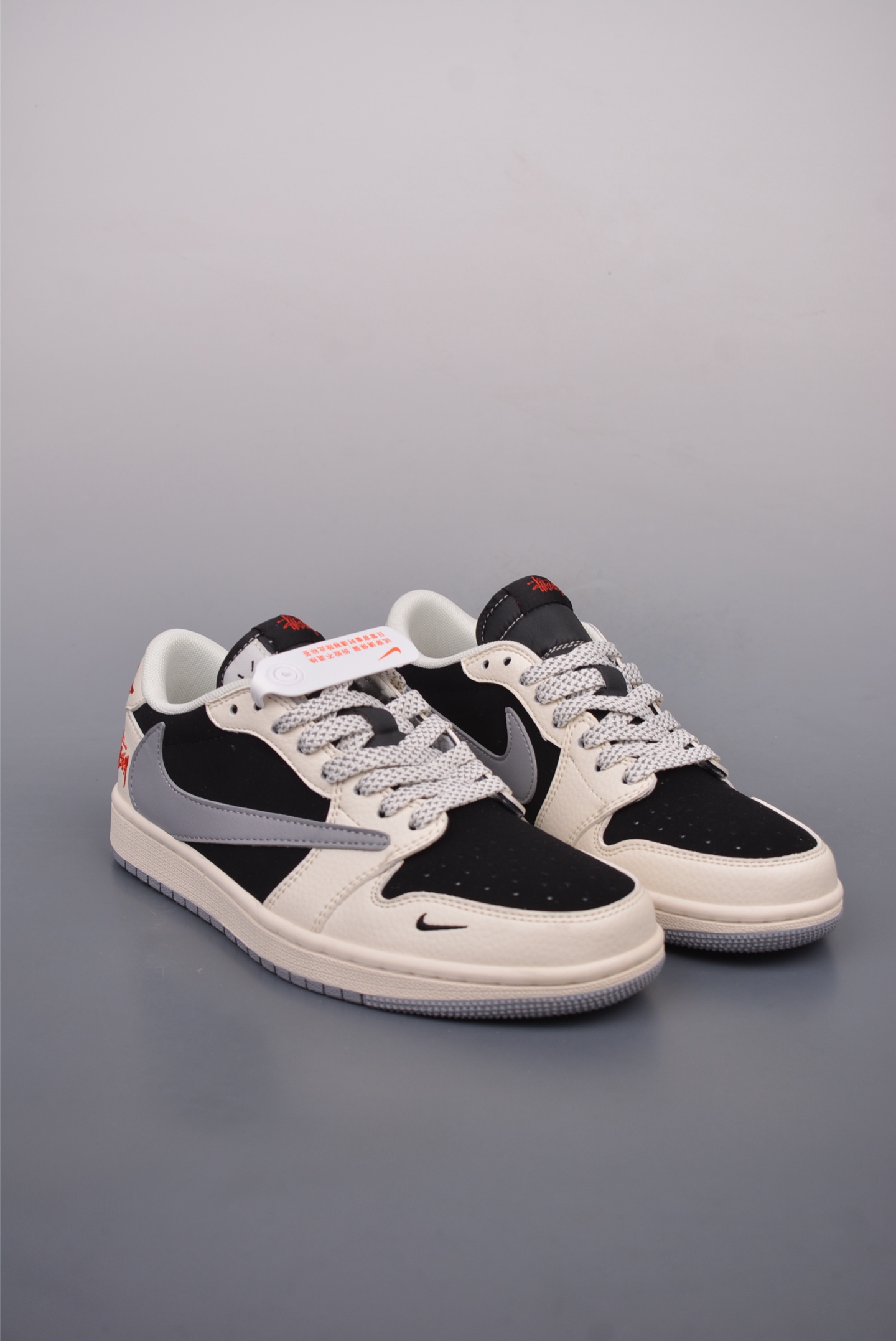 Stussy x Travis Scott x Nike Air Jordan 1 Low OG Beige Black and Gray XZ6188-575
