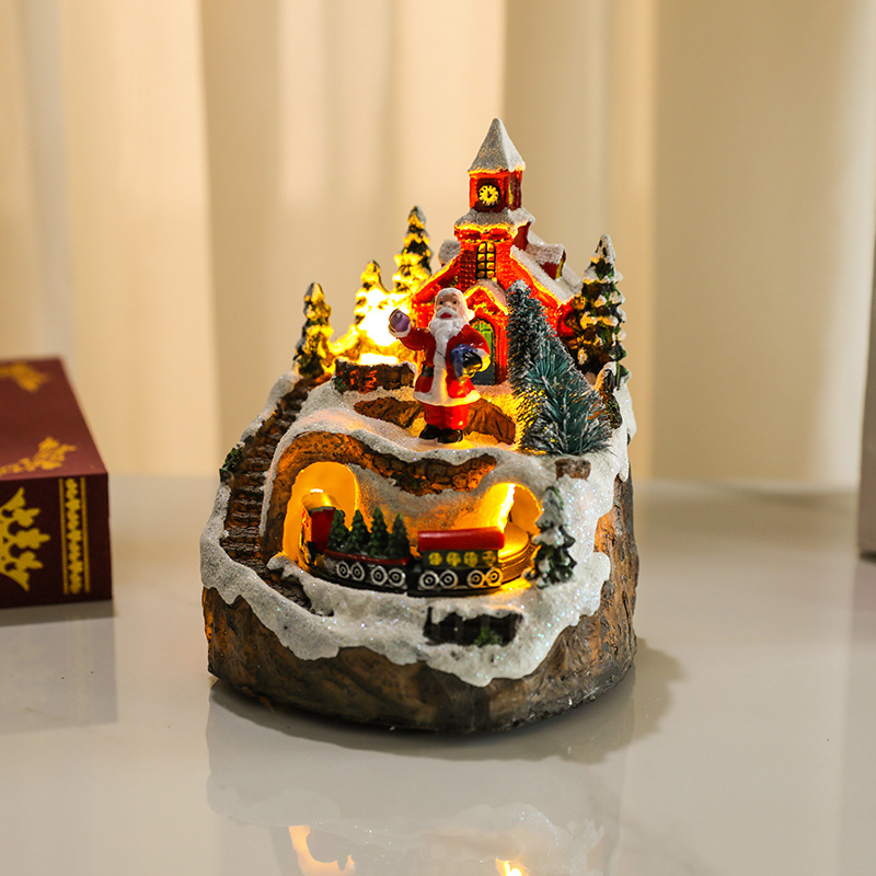 🎄Early Christmas Sale 49% OFF🎄Christmas Village Resin Music Box with Rotating Train