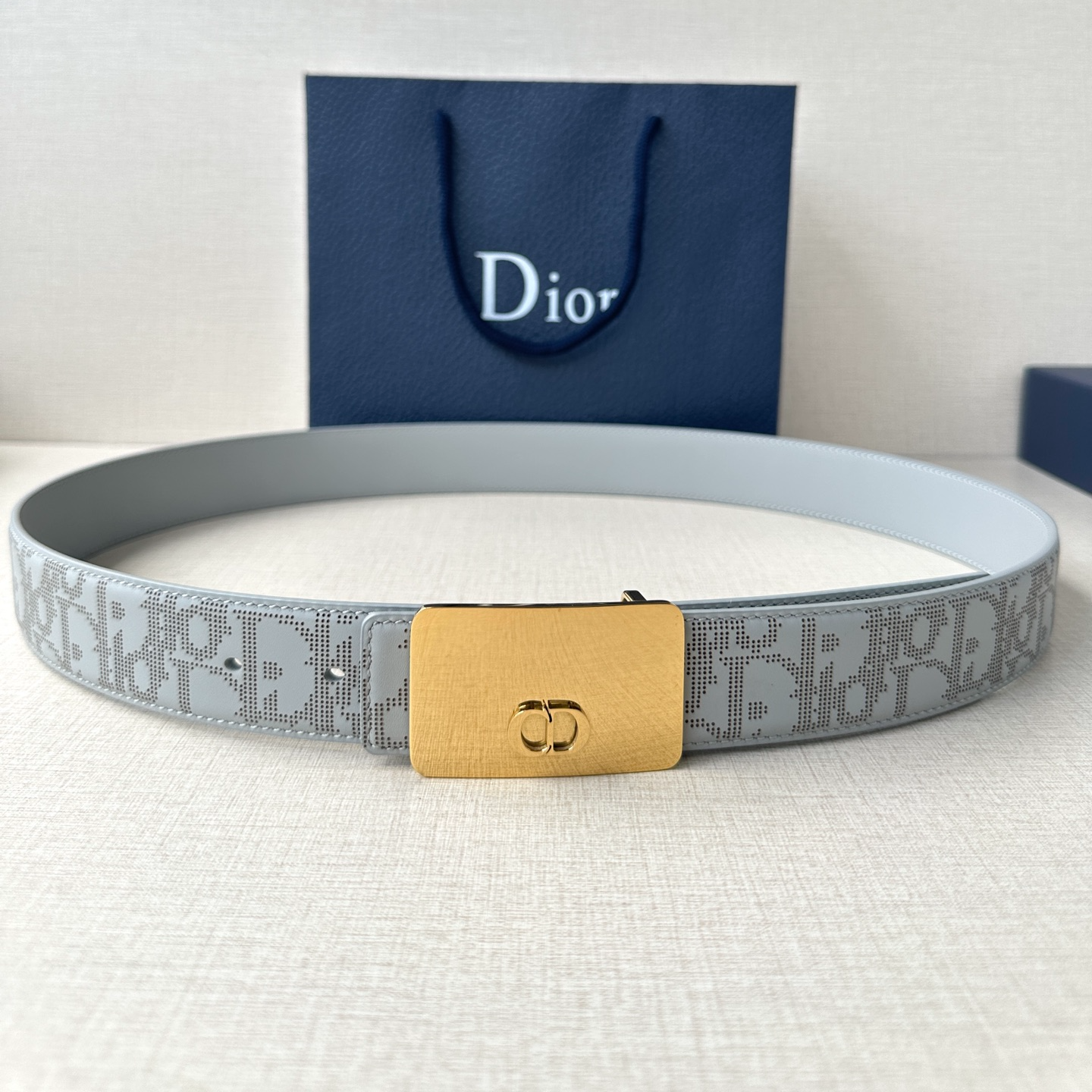 Dior square buckle leather belt 3.5CM wide