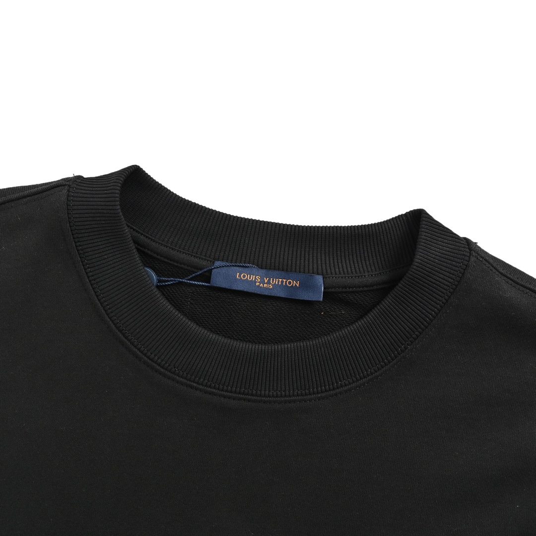 Louis Vuitton 24Fw leather logo and lettering embroidered crew neck sweatshirt