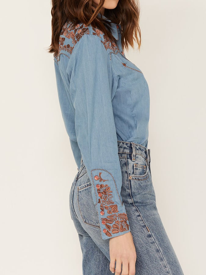 Women's Vintage Western Print Long Sleeve Shirt