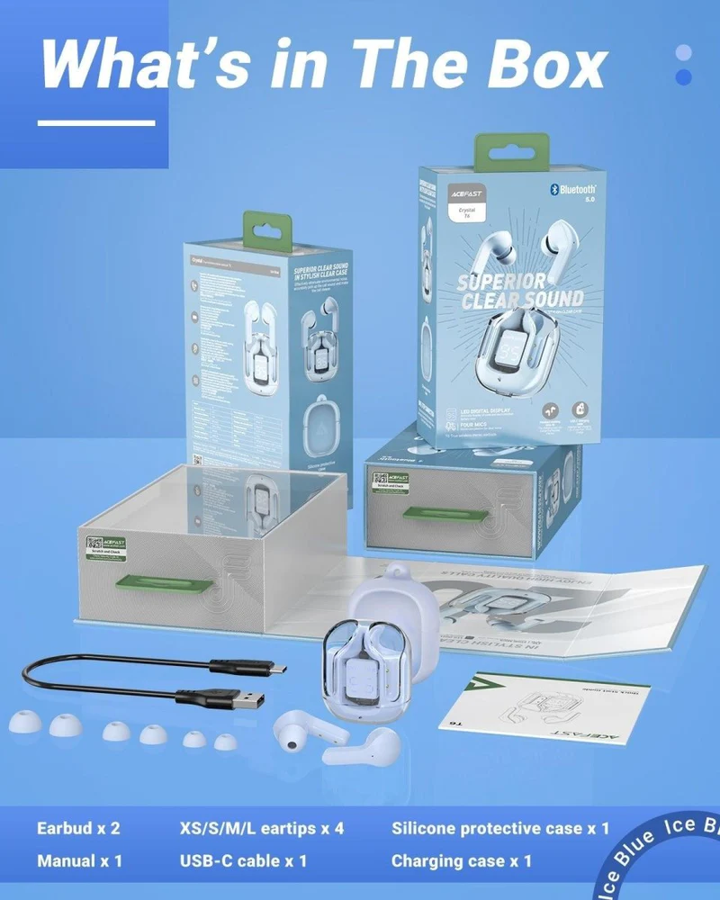 Christmas Sale🔥Top Selling - T6 Crystal Wireless Earbuds [Stock is limited, first come first served!]