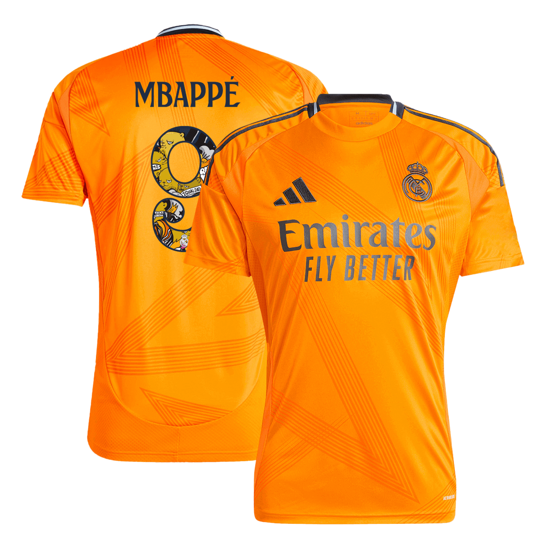 Mbappé #9 away football shirt Real Madrid 2024/25 - Bear Champ font