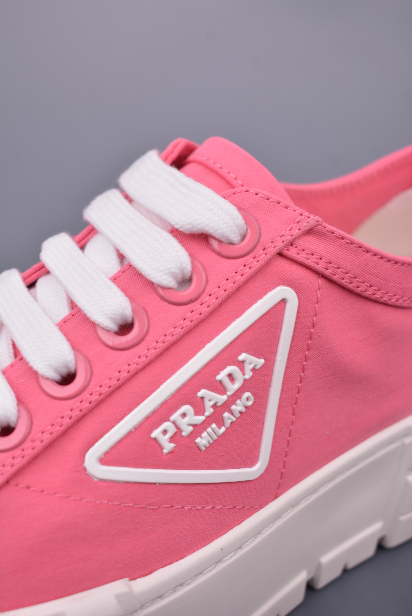 Prada Nylon Gabardine Low Sneakers Canvas Pink White SPAZZOL