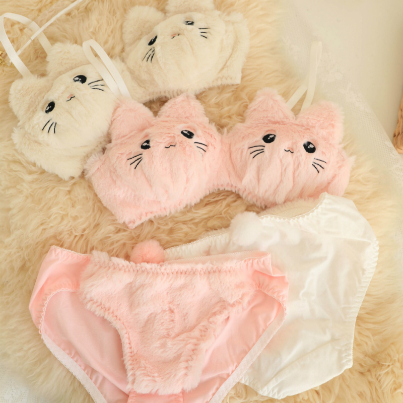 Kitty Ears Cartoon Plush Lingerie Set