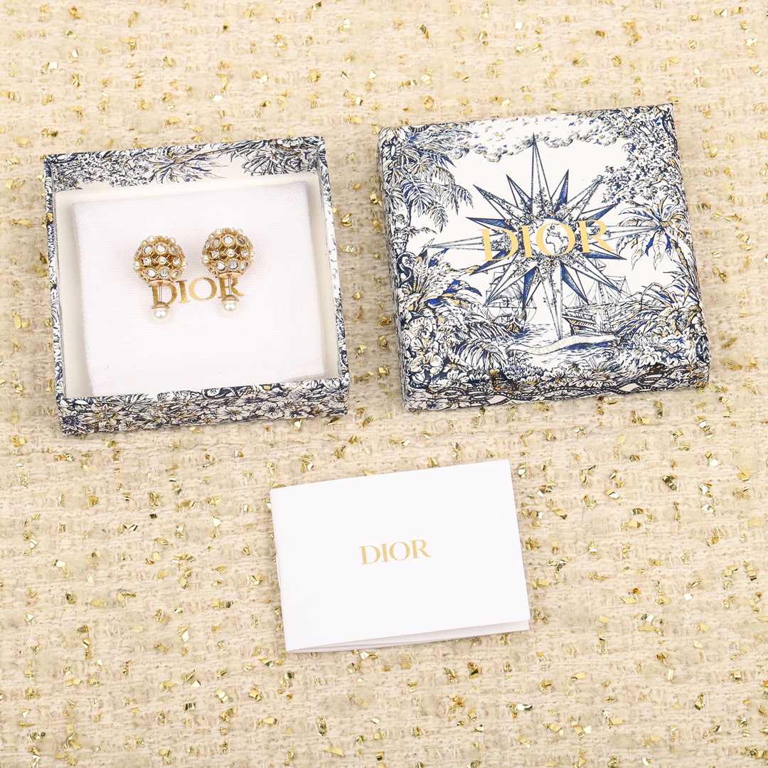 Dior Hollow Multi-Mirror Ball Earrings