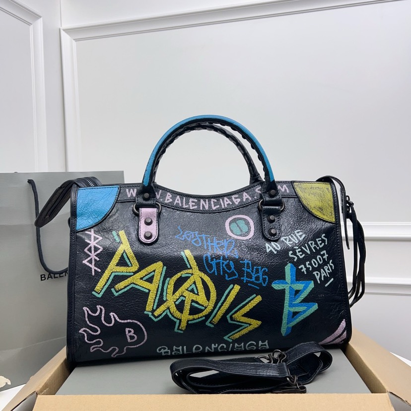 Balenciaga Mini City Graffiti Tote Bag