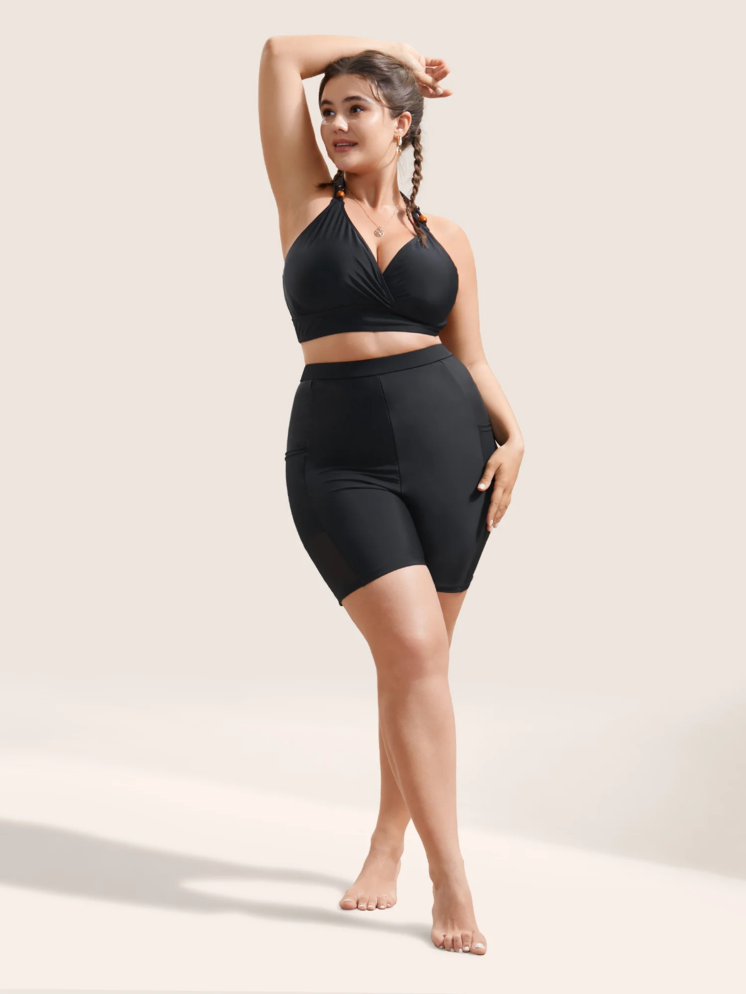 Plain Mesh Patchwork Patched Pocket Swim Bottoms