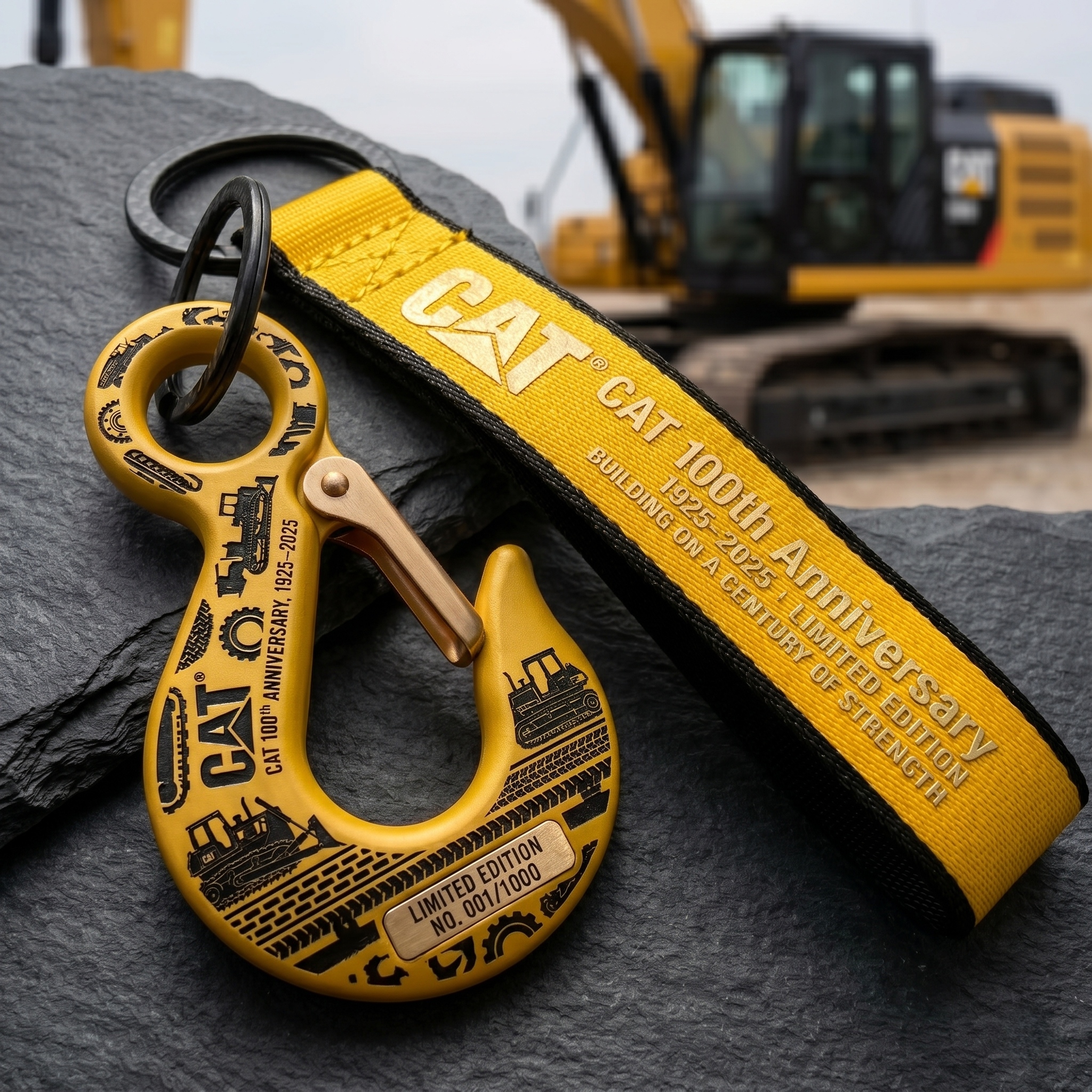 CAT 100th Anniversary Grab Hook Keychain