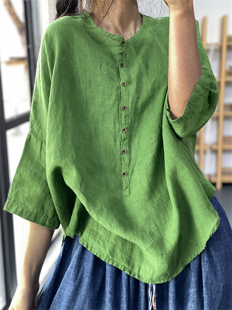 Vintage Button Up Oversize Linen Tunic
