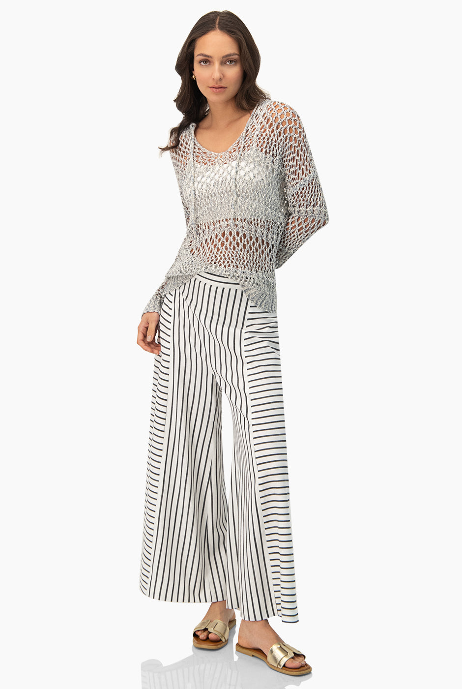 Pantalon amplio estampado rayas