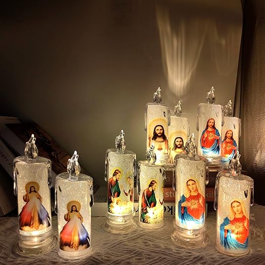 🕯️🕯️LED prayer flameless candles, Jesus saints religious decoration,  Easter gift