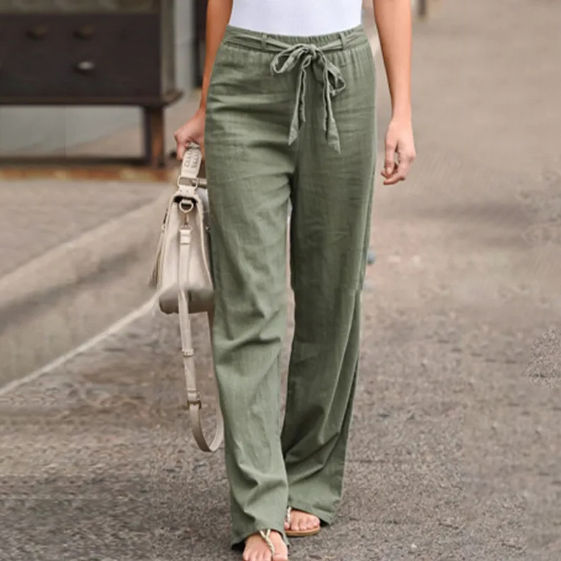 Casual Solid Color Pocket Loose Pants