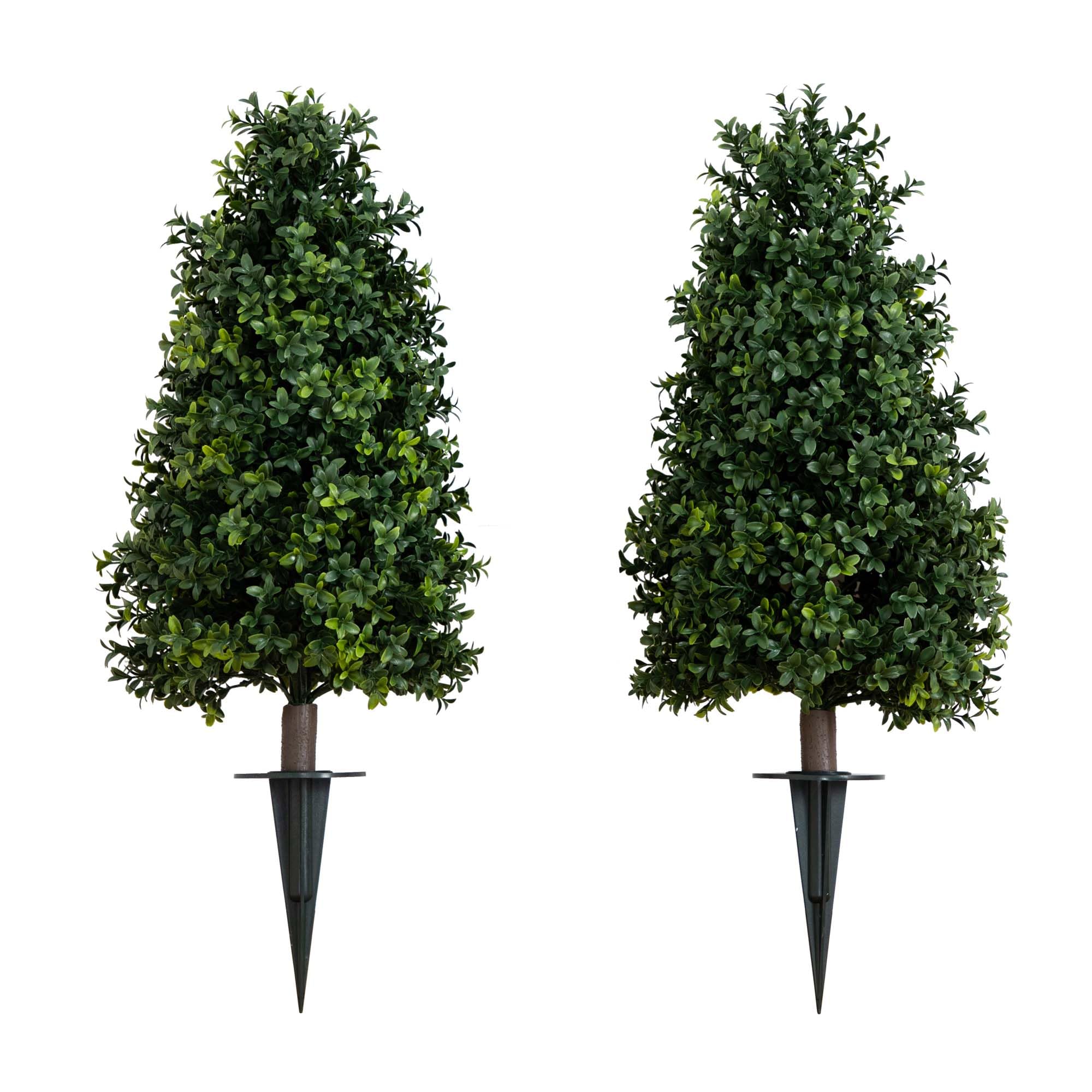 2.5 ft. UV Resistant Artificial Boxwood Plant with Integrated Ground Stake (Indoor/Outdoor)