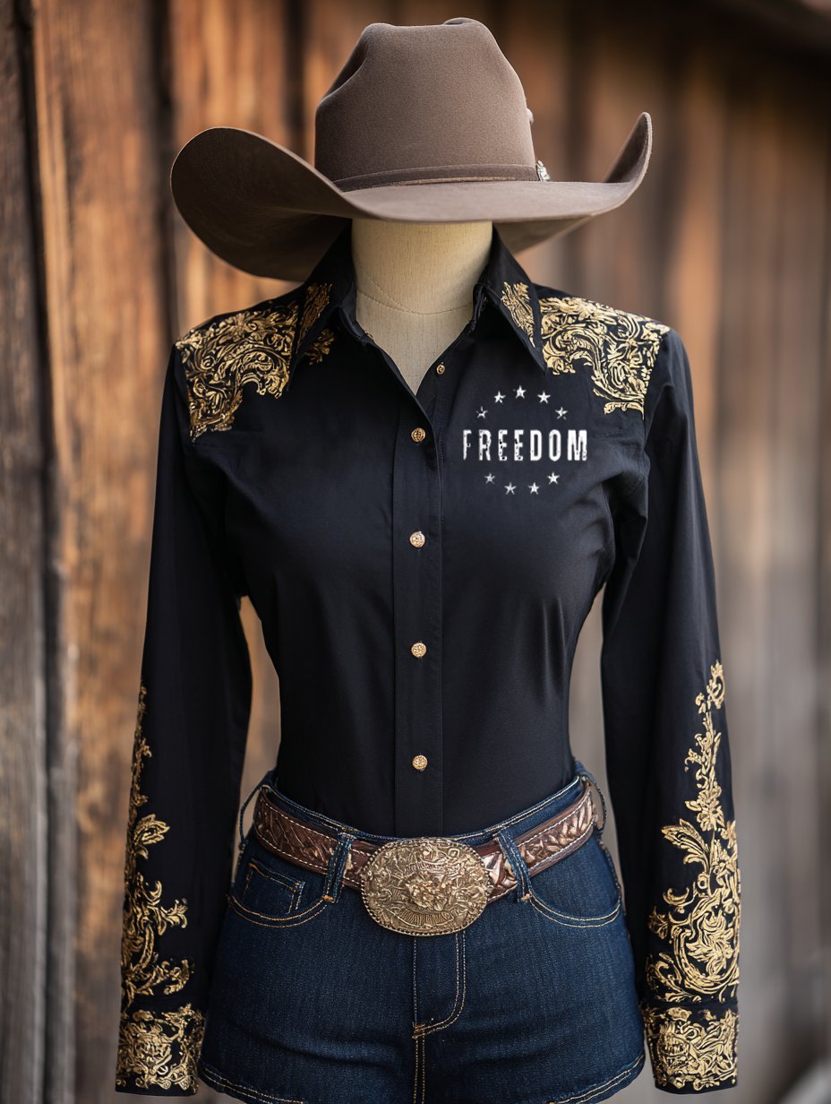 Women's Vintage FREEDOM Western Long Sleeve Shirt