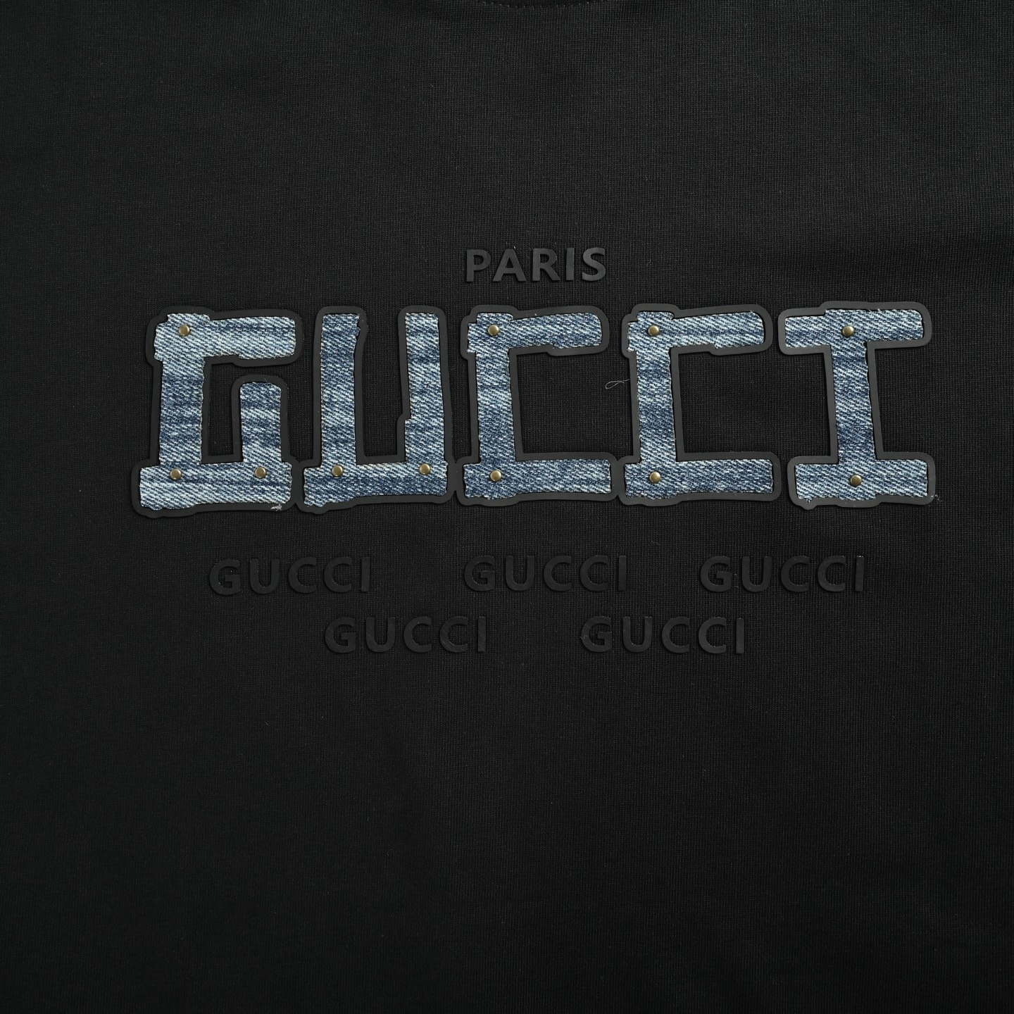 Gucci 25ss denim patch lettering short sleeve