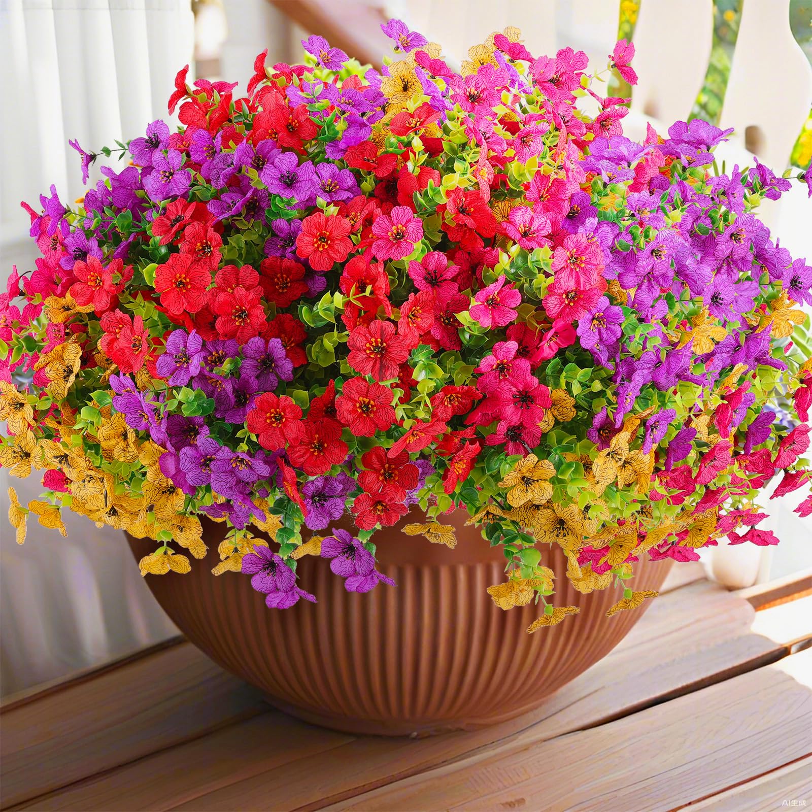 🍂1 Bundle/5 Pcs Artificial Autumn Mums - UV resistant, Waterproof ，Windproof🏡