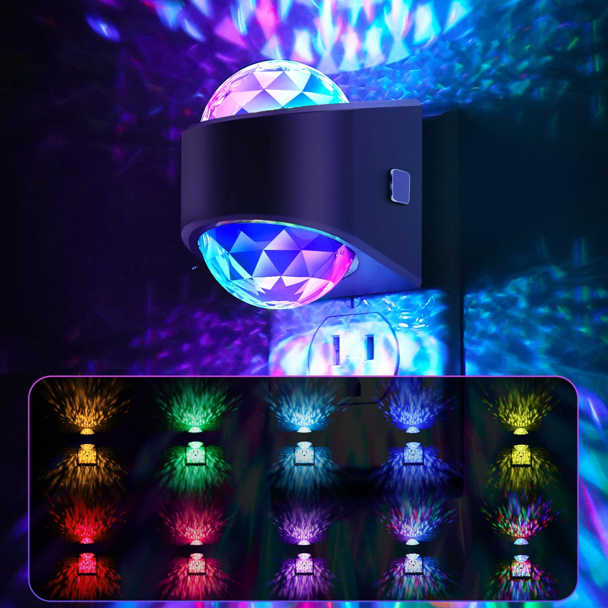 9-Color RGB LED Galaxy Star Night Light Plug into Wall Color Changing Night Light