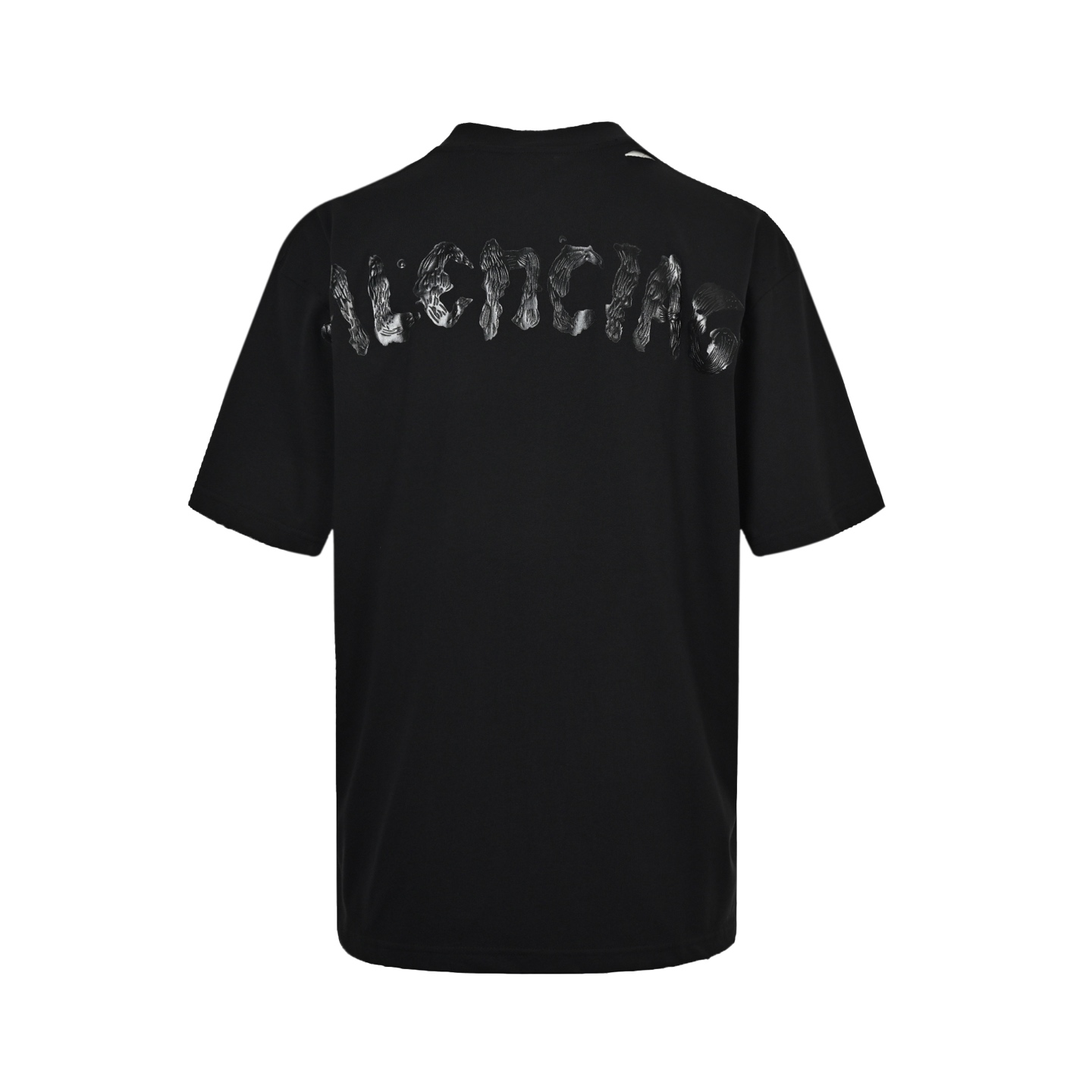 Balenciaga 25ss back thick rubber letter print destroyed short sleeves