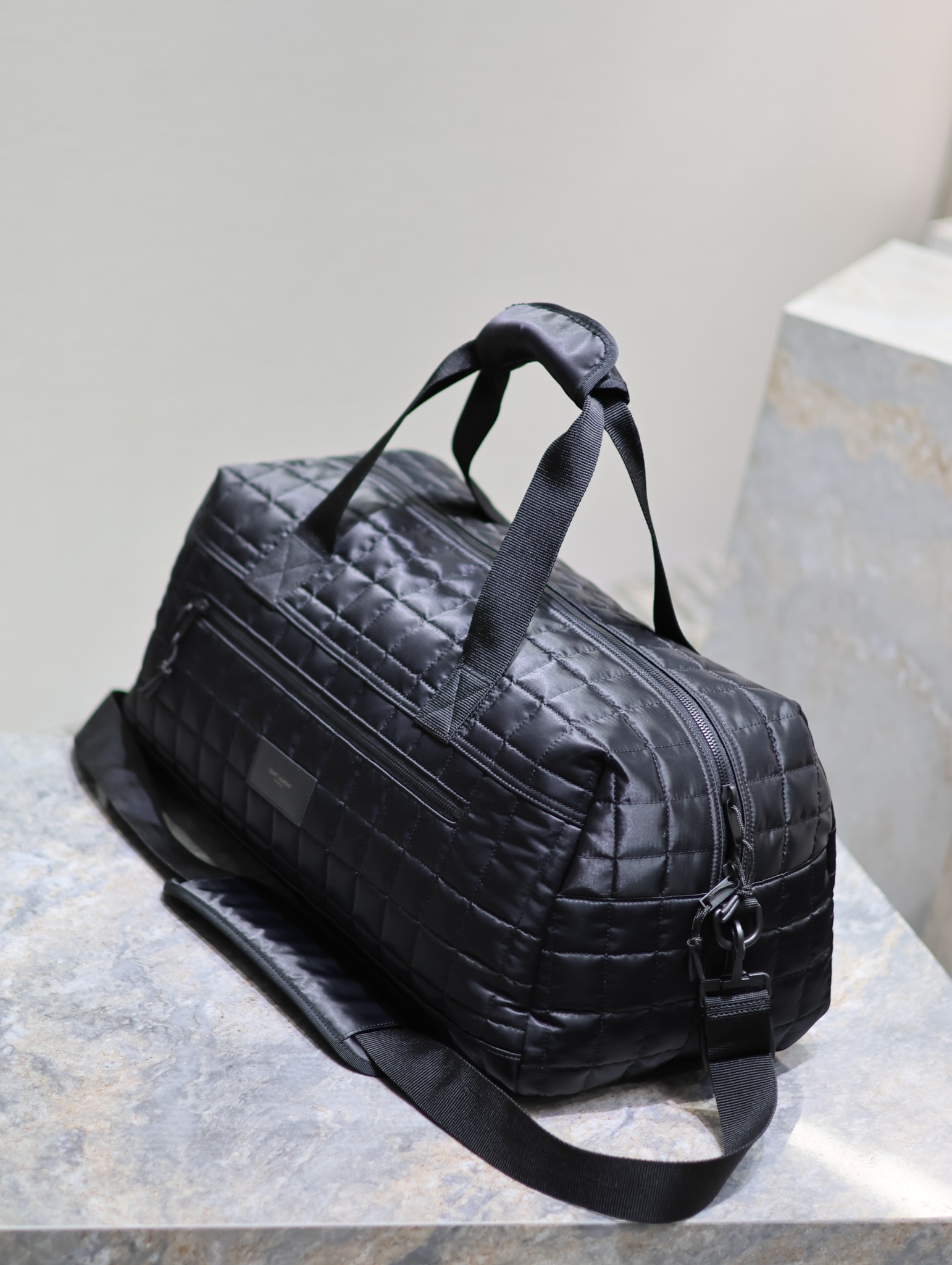 Yves Saint Laurent Plaid Nylon Travel Tote Bag 581374