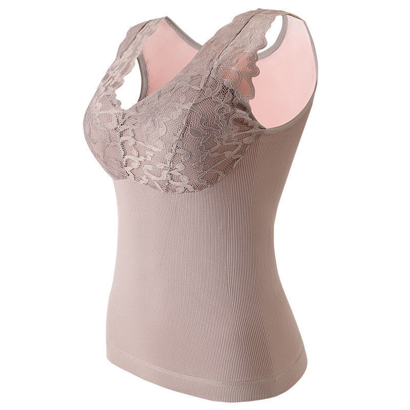 Winter Lady Thermal Lace Built-In Bra Vest Undershirt