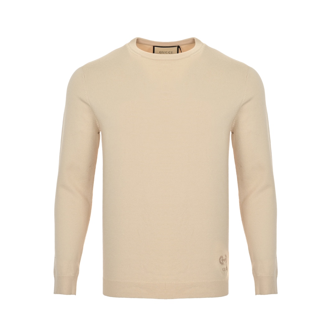 Gucci 24Fw jacquard crewneck sweater with logo hem