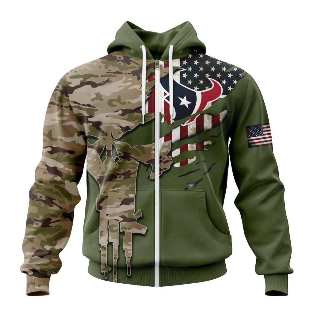 HOUSTON TEXANS 3D HOODIE VETERANS DAY