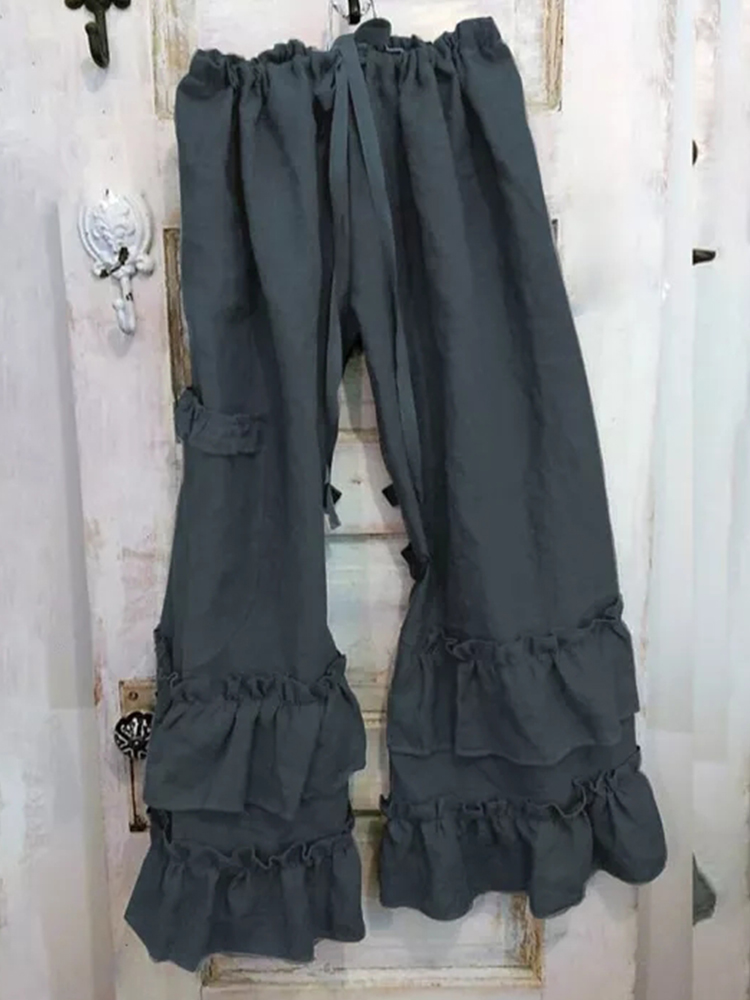 Cotton Loose Ruffle Lounge Pants