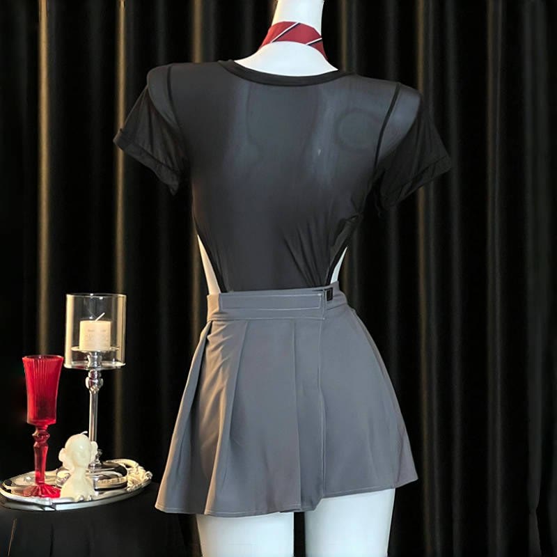Cosplay See-through Tie Lingerie Set