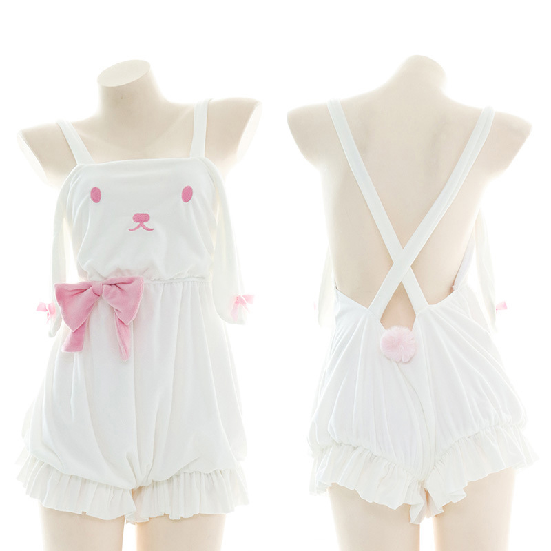 Cartoon Bunny Ears Bow Knot Lingerie