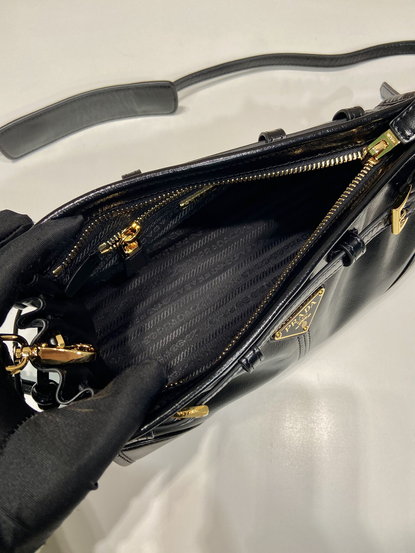 Prada LusSolf Oiled Wax Leather Shoulder Bag 1BA215