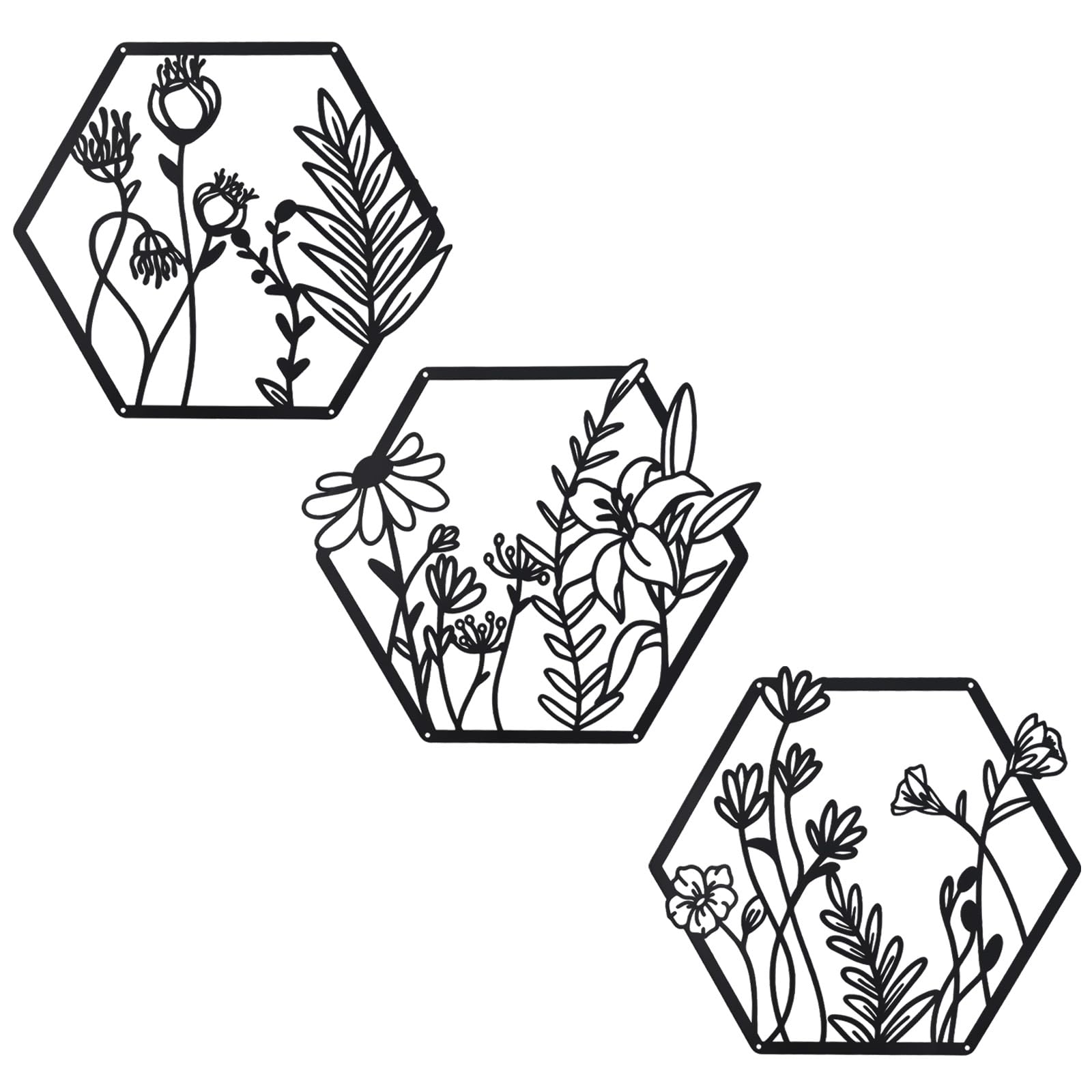 Elegant Metal Floral Wall Decor Set (3 Pieces)