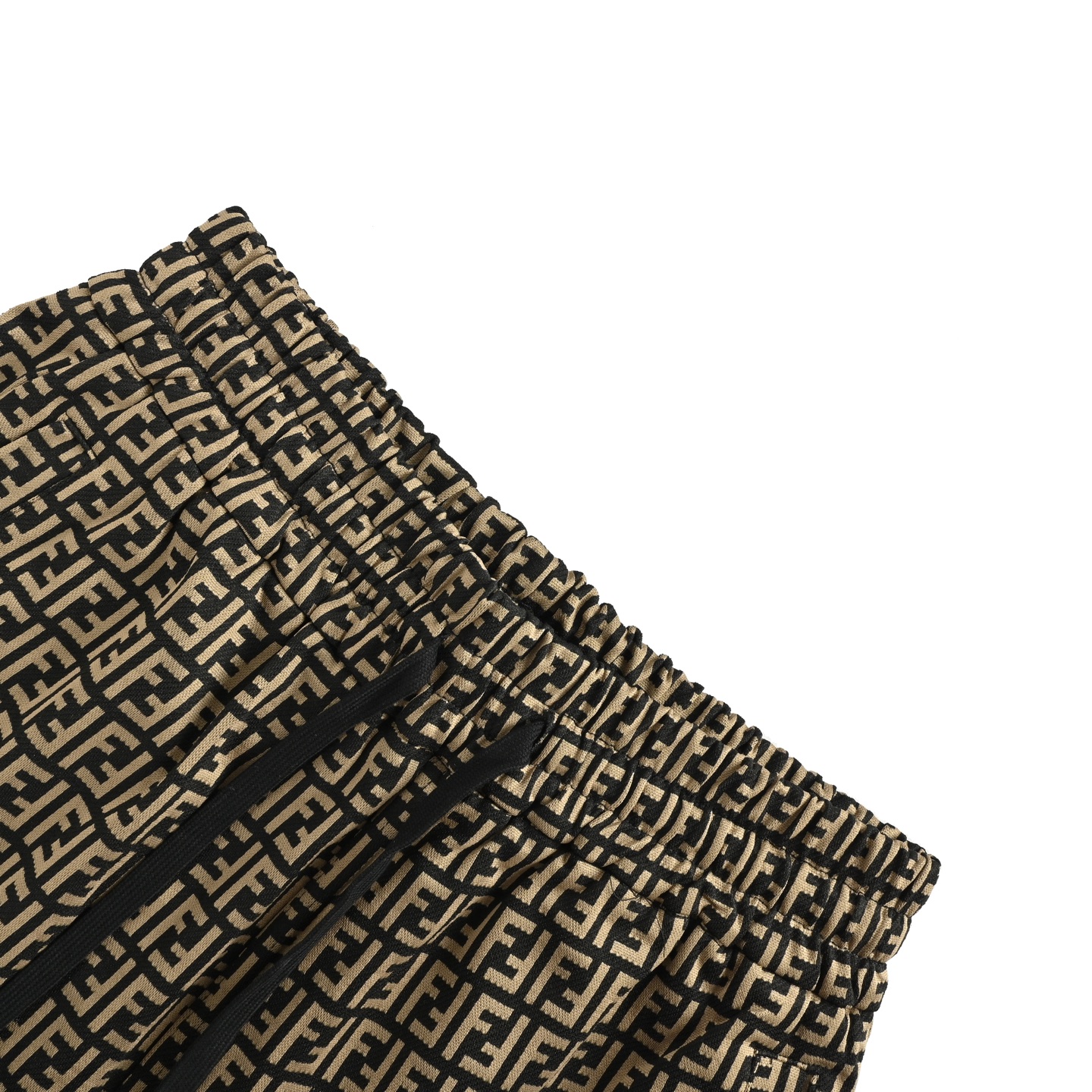 Fendi 25ss gold double F logo embroidered side mesh shorts