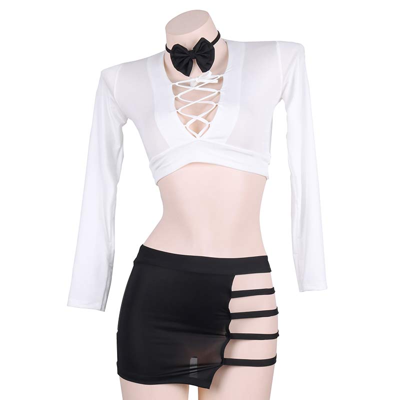 Sexy Lace Up Bow Knot Lingerie Set