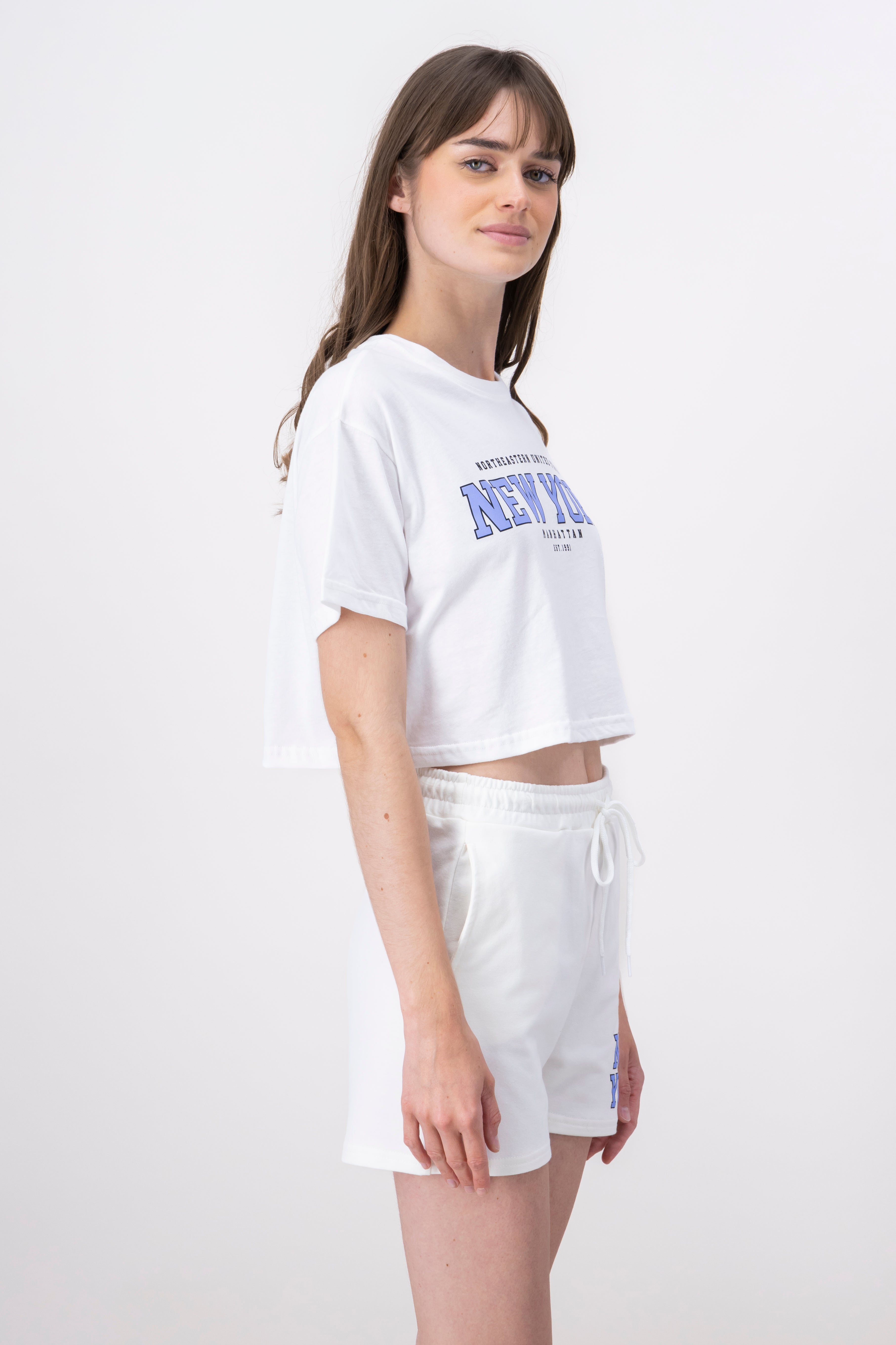New York print crop top