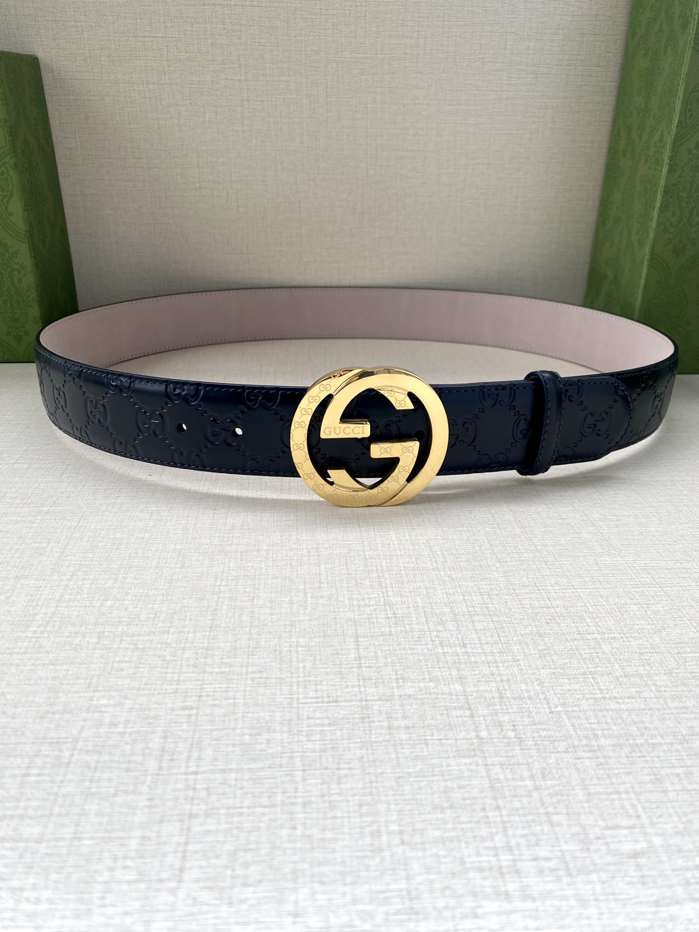Gucci Interlocking Double G Double-sided Leather Belt 4.0CM Width