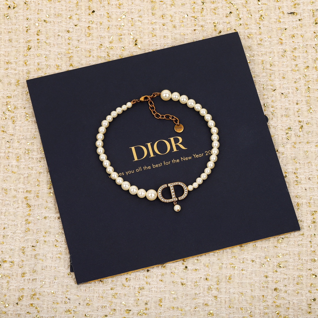 Dior CD Pearl Choker Necklace