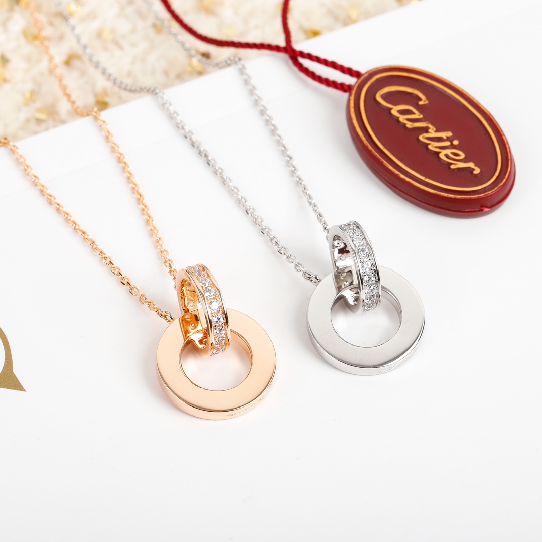 Cartier double ring diamond necklace