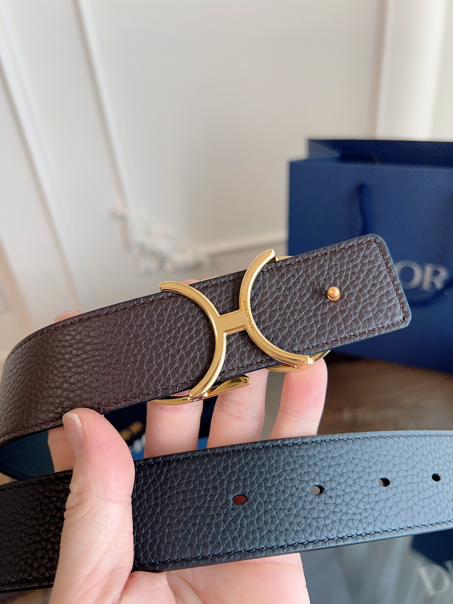 Dior double-sided leather belt 3.5CM wide