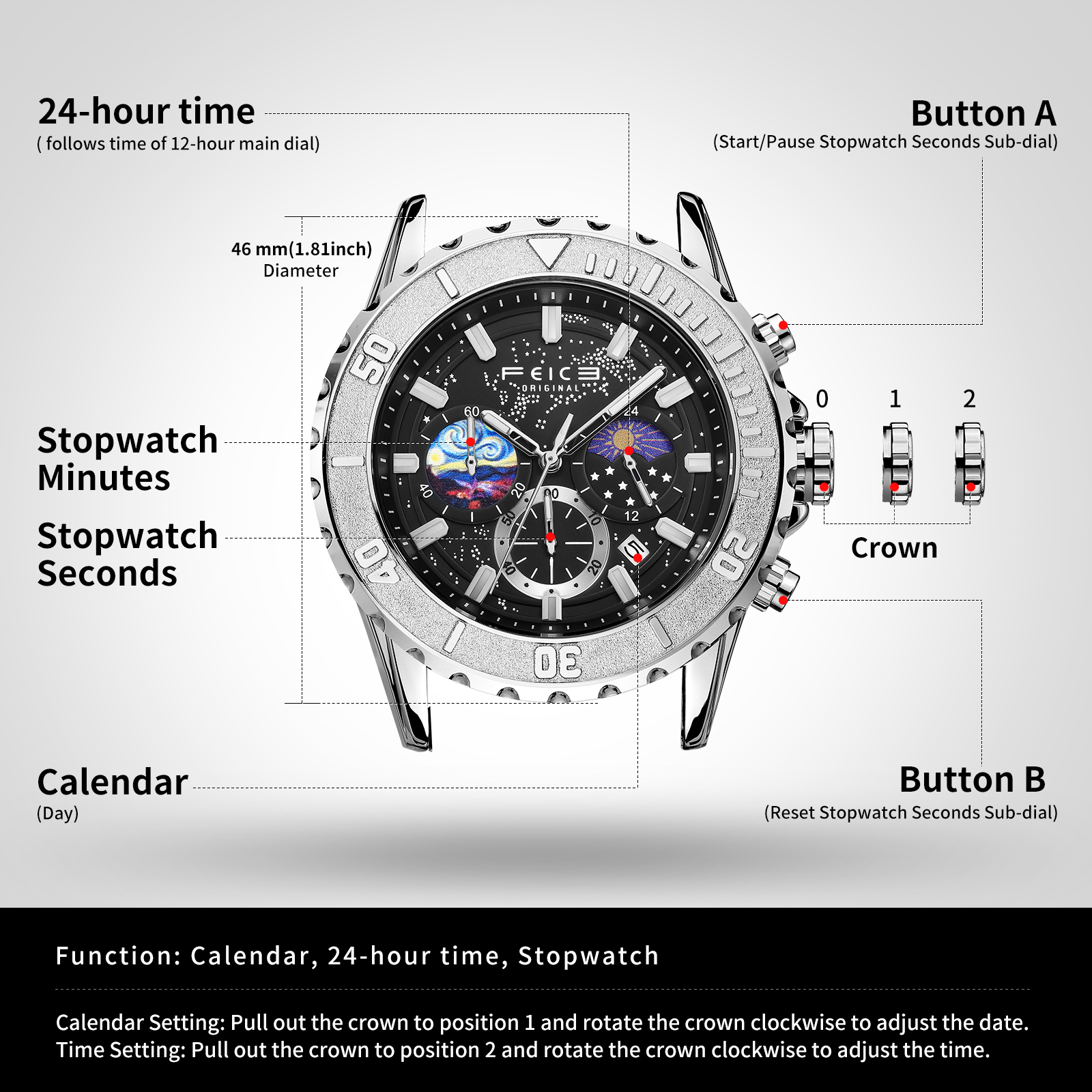 FK131 FEICE Watch Stunning Starry Sky Design