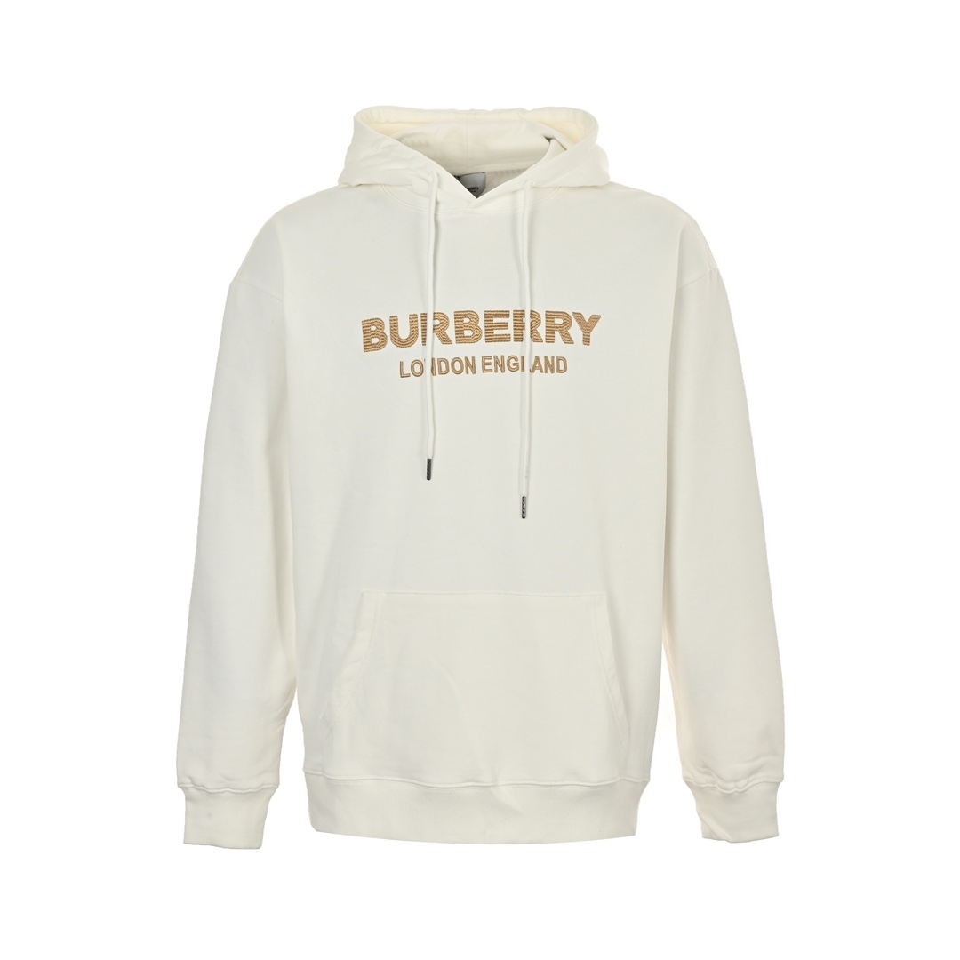 Burberry 24Fw gold-embroidered lettering hooded sweatshirt