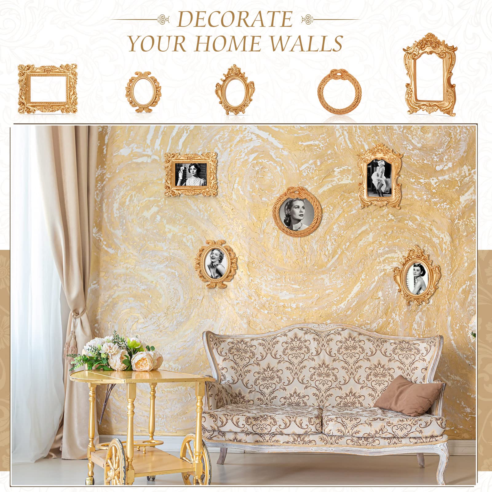 5 Pieces Vintage Resin Antique Picture Frame