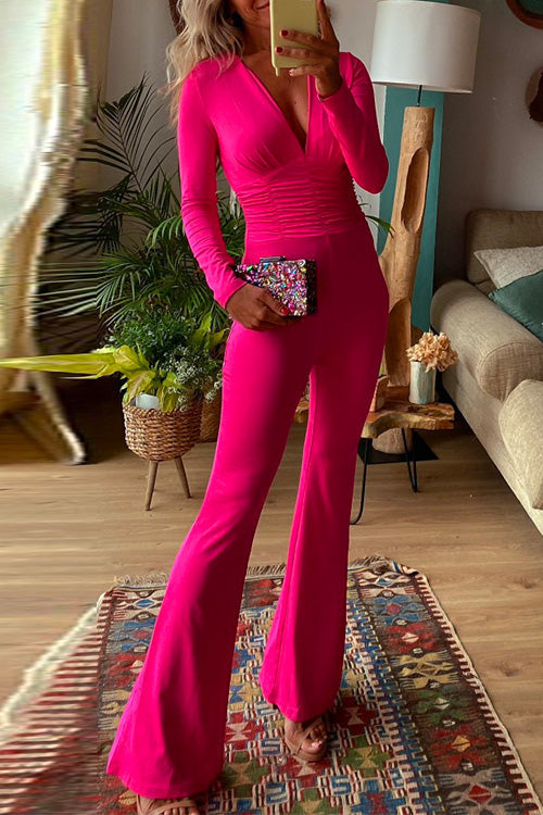 Heididress Stylish Deep V Neck Waisted Slim Fit Jumpsuit