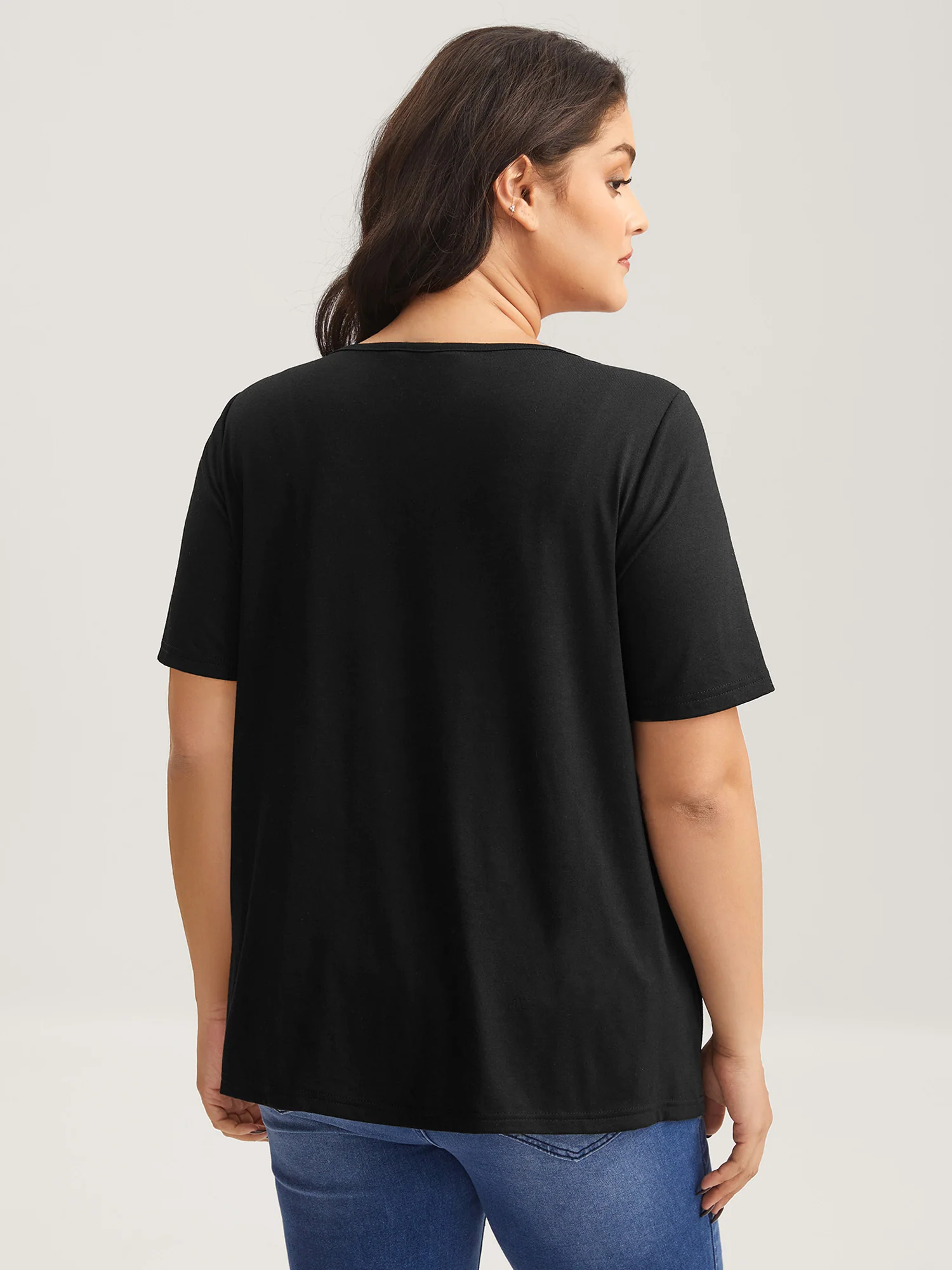 Neck Cut-Out Round Neck T-Shirt