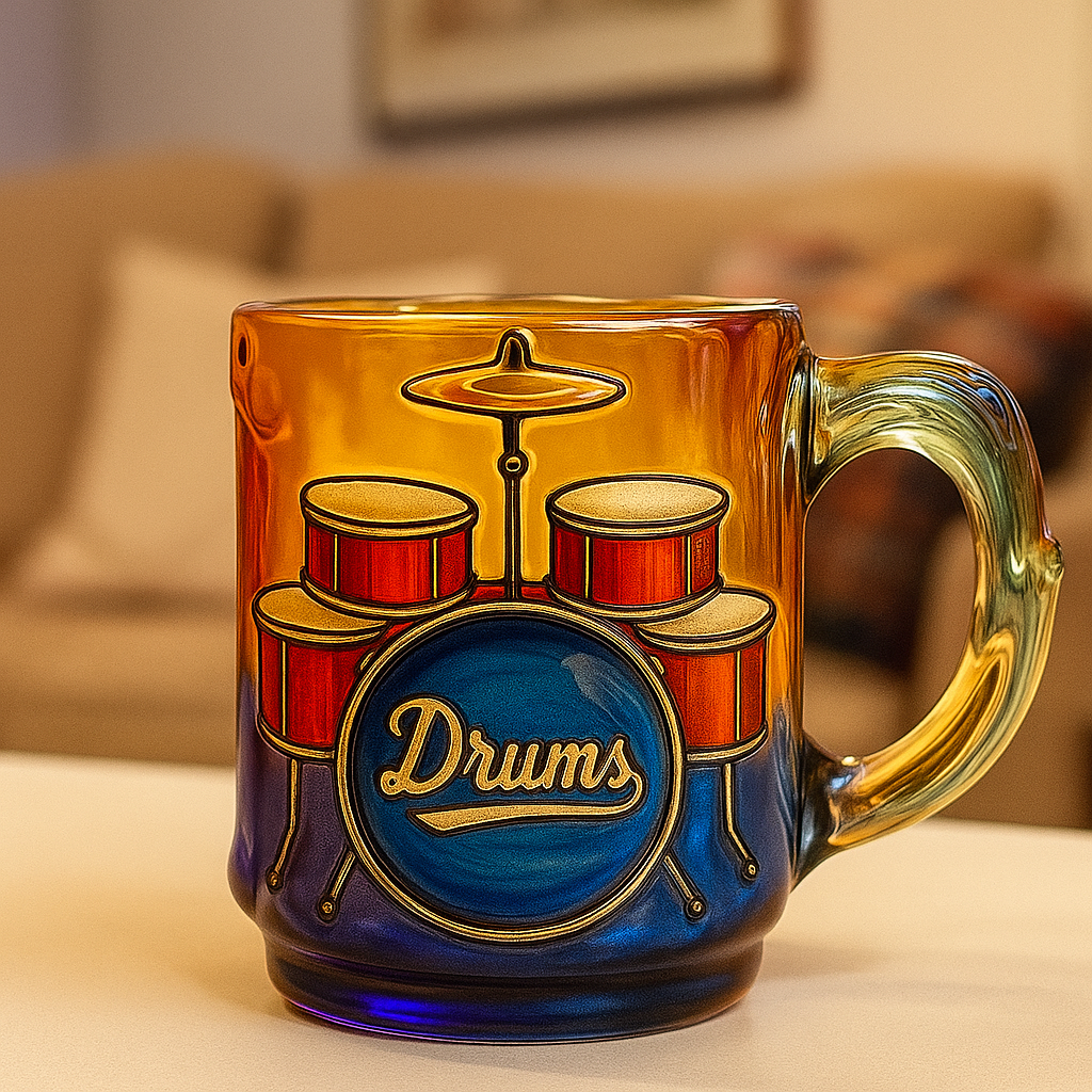 Handmade Cute Drum Art Mugs